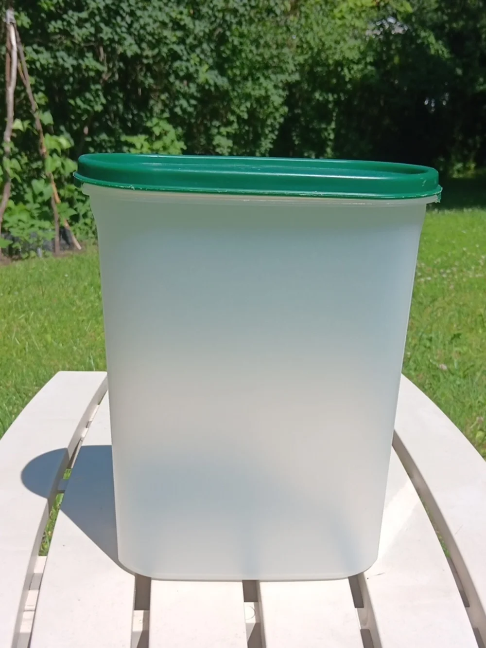 Tupperware 2.3L Frosted Dry Goods Container with Oval Hunter Green Snap-On Lid 4
